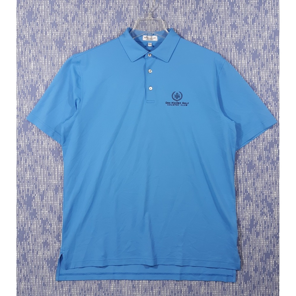 Peter Millar Summer Comfort Polo Shirt Mens Large Performance Golf Solid Blue - Picture 2 of 9